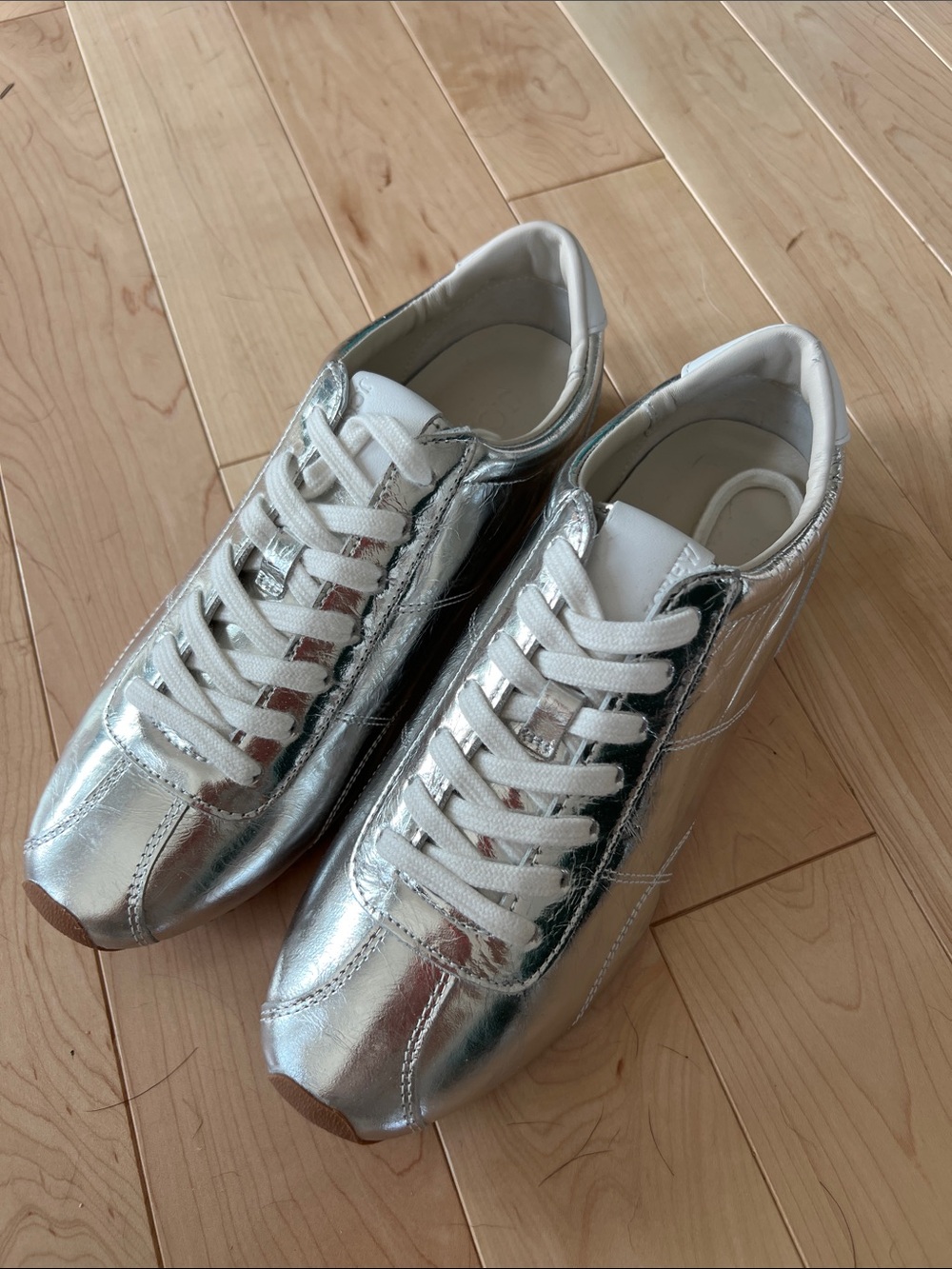 New Rec Sneakers in Crinkle Metallic Leather